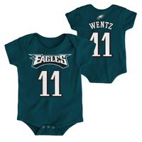 OuterStuff NFL Newborn Infants Team Color Name and Number Bodysuit Creeper (12 Months, Carson Wentz Philadelphia Eagles Home Green)