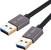 USB to USB Cable 10 ft, NC XQIN USB 3.0 Male to Male Nylon Braided Cable USB to USB Cord for Data Transfer Hard Drive Enclosures, Printers, Modems, Cameras