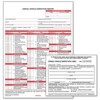 Annual Vehicle Inspection Report (Shrinkwrapped Snap-Out Format, 3-Ply Carbonless, 8.5" x 11.75") with Label (2-Ply Vinyl with Mylar Laminate, 5" x 4") - 25-pk. - J. J. Keller & Associates