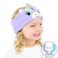 CozyPhones Kids Headphones Volume Limited with Ultra-Thin Speakers Soft Fleece Headband - Perfect Children's Earphones for Home and Travel - Purple Rainbow Unicorn