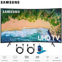 Samsung UN65NU7300 65" (UN65NU7300FXZA) NU7300 Curved Smart 4K UHD TV 2018 Model with 2X 6ft High Speed HDMI Cable + Universal Screen Cleaner for LED TVs