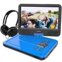 WONNIE 12.5 Inch Portable DVD Player with 4 Hour Rechargeable Battery,10.5" Swivel Screen, USB/SD Slot (BLUE)