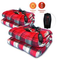 Zone Tech Set of Two Car Heated Travel Blanket - Plaid Premium Quality 12V Automotive Comfortable Heating Car Seat Blanket Great for Winter