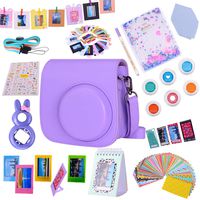 Tiessic Instax Mini 9 Camera Accessories Bundles Compatible with Fujifilm Instax Mini 9 Mini 8 Mini 8+ Camera with Mini 9 Case,64 Photos Mini Photo Album,etc. (Purple，14 Items)