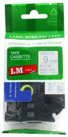 LM Tapes - Brother PT-D400 3/8" (9mm 0.35 Laminated) Blue on White Compatible TZe P-touch Tape for Brother Model PTD400 Label Maker with FREE Tape Guide Included