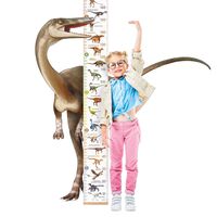 Lifeliko Personalised Growth Chart for Dinosaur Lovers, Removable Wall Ruler for Boys and Girls, Kid's Room Decoration (White)