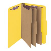 Smead Pressboard Classification File Folder with SafeSHIELD Fasteners, 3 Dividers, 3" Expansion, Legal Size, Yellow, 10 per Box (19098)