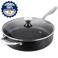 Frying Pan with Lid, Deep Saute Pan 11 Inch Stone-Derived Nonstick Coating, Stainless Steel Handle Cooking Pan, Induction Compatible, Oven Safe, Dishwasher Safe, Granite/Gift Box Included