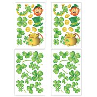 VIIRY 4 Sheets St.Patrick's Day Decorations Large Shamrock Wall Decals Removable Clover Stickers for Window Walls Decoration