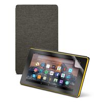 Fire HD 8 Tablet (8" HD Display, 16 GB) - Yellow + Amazon Fire HD 8 Tablet Case, Charcoal Black + NuPro Clear Screen Protector (2-Pack)