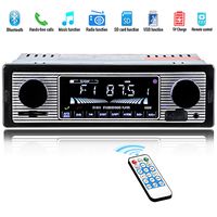Car Stereo for Bluetooth, Single Din, 60Wx4 Hands-Free Calling FM Radio Receiver, USB/SD/AUX Port, Support MP3/WMA/WAV, Dual Knob Audio Car Radio Player, Built-in Microphone, Wireless Remote Control