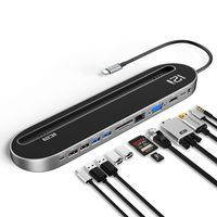 USB C Docking Station, ICZI 12-in-1 Usb C Hub with 4K HDMI,1080P VGA,LAN, USB3.0,USB2.0, SD/TF Card Reader, Type-C PD,Audio 3.5 for MacBook Pro 2018/2017, iPad, Google Chromebook Pixe, Huawei and More