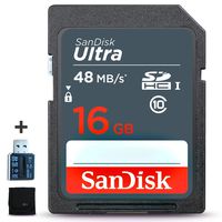 SanDisk 16GB SD Memory Card UHS-I Class 10 + Memory Card Reader/Wallet Bundle kit (SanDisk 16GB SD Memory Card)