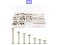 LBY 150pcs Phillips Chicago Screws Binding Screw Posts,M5 x6/10/15/25/30/35/45mm Book Screws,Binding Barrels and Screws Assortment Kit, for Leather Saddles Purses Belt Repair,Nickel-Plated
