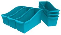 Storex Large Book Bin, 14.3 x 5.3 x 7", Teal, Case of 6 (71107U06C)