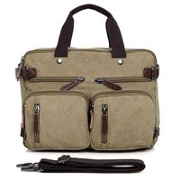 17.3" Men's Messenger Bag Canvas Laptop Bag, Hybrid Multifunction Briefcase