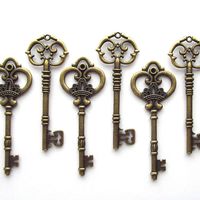 Makhry Mixed 20 Extra Large Antique Bronze Finish Skeleton Keys Rustic Key for Wedding Decoration Favor(Bronze)