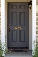 JS Artworks Hello Home Front Door Vinyl Decal Sticker (Gold)