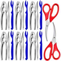 21 PCS Seafood Tools Set - 6 Crab Crackers, 6 Lobster Shellers, 6 Crab Leg Forks 2 Seafood Scissors & Storage Bag - Nut Cracker Set