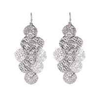 Grace Jun New Handmade Multi-layer Dangle Drop Earrings and Clip on Earrings No Pierced for Women (362Silver ear hook)