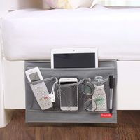 DuomiW Bedside Storage Organizer, Beside Caddy, Table Cabinet Storage Organizer, TV Remote Control, Phones, Magazines, Tablets, Accessories (Grey)