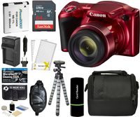 Canon PowerShot SX420 is Digital Camera (Red) with 20MP, 42x Optical Zoom, 720p HD Video & Built-in Wi-Fi + 64GB Card + Reader + Grip + Spare Battery and Charger + Tripod + Complete Accessory Bundle