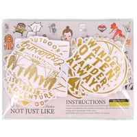 Hydro2Go Assorted Stickers with Trendy Designs. Cute and Stylish Vinyl Sticker for Personal Decoration on Water Bottle, Laptop, Smartphone, Textbook (Golden Glitter 50pc)