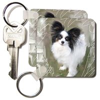 3dRose Black and White Papillon - Key Chains, 2.25 x 4.5 inches, set of 6 (kc_8334_3)