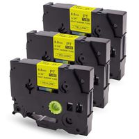 Absonic Heat Shrink Tube HSe621 HSe-621 8.8mm Label Tape Cassette Compatible for Brother P-Touch PT-E300 PT-H300 PT-E500 PT-E550W PT-P750WVP PTE800W LabelMaker, Black on Yellow, 0.34'' x 4.92', 3-Pack