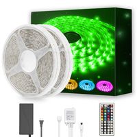 DAYBETTER Led Strip Light Waterproof 600leds 32.8ft 10m Waterproof Flexible Color Changing RGB SMD 5050 600leds LED Strip Light Kit with 44 Keys IR Remote Controller and 12V Power Supply