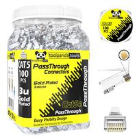 toolpanda.tools rj45 cat5/5e passthrough connectors 100 pcs Jar cat5e Push Through Connector cat5e rj45 Pass Through Connector rj45 ez connectors for cat5e ethernet Cable (Cat5e-100pcs)