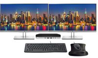 HP EliteDesk 705 G4 Desktop Mini PC Bundle with Dual (2) 24" FHD HP E243 Monitors, Keyboard, Mouse, WiFi, Ryzen 5 Pro, 16GB, 500GB NVME SSD, Windows 10 Professional