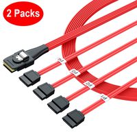 LiNKFOR 2 Pcs 1.6ft Mini SAS to 4 SATA Cable SAS Breakout Cable Mini SAS Male SFF-8087 to 4 SATA Female Cable Multi-Lane Mini SAS Host Internal Cable to Target HDD Hard Drive Splitter Cable