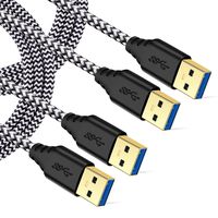 USB to USB 3.0 Cable, Besgoods 2-Pack 6ft Male to Male USB Cable Braided USB A to A Cord with Gold-Plated Connector Compatible for Hard Drive Enclosures, DVD Player, Laptop Cooler - White