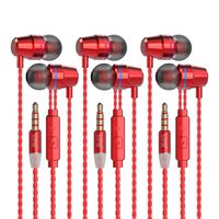 VPB V1 Headphones with Remote & Microphone, in Ear Earphone Stereo Sound Noise Isolating Tangle Free for iOS and Android Smartphones, Laptops, Gaming (3 Pairs of red)