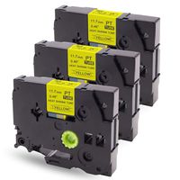 Absonic Heat Shrink Tube HSe631 HSe 631 11.7mm Label Tape Cassette Compatible for Brother P-Touch PT-E300 PT-H300 PT-E500 PT-E550W PT-P750WVP PTE800W LabelMaker, Black on Yellow, 0.46'' x 4.92', 3Pack