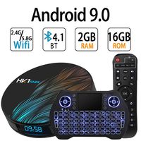 Android TV Box 9.0,RK3318 Smart TV Box 2GB 16GB Support 2.4G 5.8G WiFi Bluetooth 4.1 with Mini Backlit Keyboard Ethernet LAN 3D 4K Video Android TV Player Google Mini PC Set Top TV Box