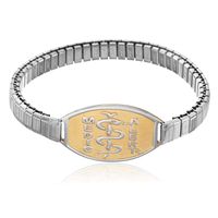 MedicAlert Foundation Stretch Band Medical Alert ID Bracelet, Gold/Silver, Small
