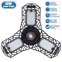 Deformable Led Garage Lights 60W Tribright Led Adjustable Light 6000lumens E26 Trilight Led Garage Lights Flexled Garage Lighting Triple Glow Led Garage Light for Garage Basement