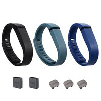 i-smile 3PCS Replacement Bands with Metal Clasps for Fitbit Flex / Wireless Activity Bracelet Sport Wristband / Fitbit Flex Bracelet Sport Arm Band (No tracker, Replacement Bands Only) & Silicon Fastener Ring For Free (Black&Navy&Slate, Large)