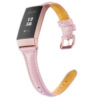 Wearlizer Compatible with Charge 3 Bands for Women Slim Leather Replacement for Charge hr 3 Special Edition Rose Gold Band Assesories Strap Pink