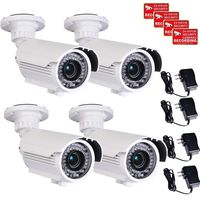 VideoSecu 4 Pack 700TVL Security Cameras Built-in SONY Effio CCD Video IR Outdoor Day Night 4-9mm Zoom Focus Lens 42 Infrared Leds Bullet Security Camera for DVR Home CCTV Surveillance System with Power Supplies IRE96W B6W