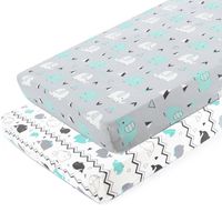 Pack n Play Stretchy Fitted Pack n Play Playard Sheet Set-Brolex 2 Pack Portable Mini Crib Sheets,Convertible Playard Mattress Cover,Ultra Soft Material，Elephant & Whale