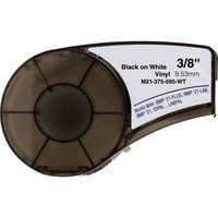 M21-375-595-WT Cartridge with Ribbon,High Adhesion Vinyl Label Tape,Black on White Vinyl Film Compatible with BMP21-PLUS/ID PAL and BMP21-LAB/LABPAL Portable Label Printer,21' Length 3/8" Width