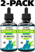 Kinpur (2 PACK | 20 000MG) Hemp Oil for Dogs & Cats - Anxiety Relief for Dogs & Cats - Pet Hemp Oil - Supports Hip & Joint Health - Made in USA - Natural Relief for Pain - Omega 3, 6 & 9