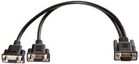 AmazonBasics Dual VGA Monitor Y Splitter Adapter Cable - 1 Foot, Black, 5-Pack