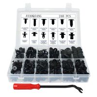 240 Pcs Push Retainer Kit and Free Fastener Remover,Assortment Universal Retainer Clips Push Type Retainers Set in Case Fits For GM Ford Toyota Honda Chrysler