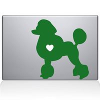 The Decal Guru Poodle Love Silhouette Decal Vinyl Sticker, 15" MacBook Pro (2015 & Older Models), Green (2338-MAC-15P-LG)
