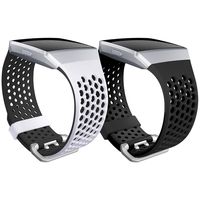 SKYLET for Fitbit Ionic Bands, 2 Pack Soft Silicone Breathable Replacement Wristband for Fitbit Ionic Smartwatch (No Tracker)[Black-Black&White-Black, Small]