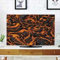 Volcano Indoor POP TV dust Cover,Cover Type 70 inch LCD TV 3D Printed with Lava Flow Texture Combustion Dangerous Molten Magma,Quality Polyester Dust Proof Protect Your TV